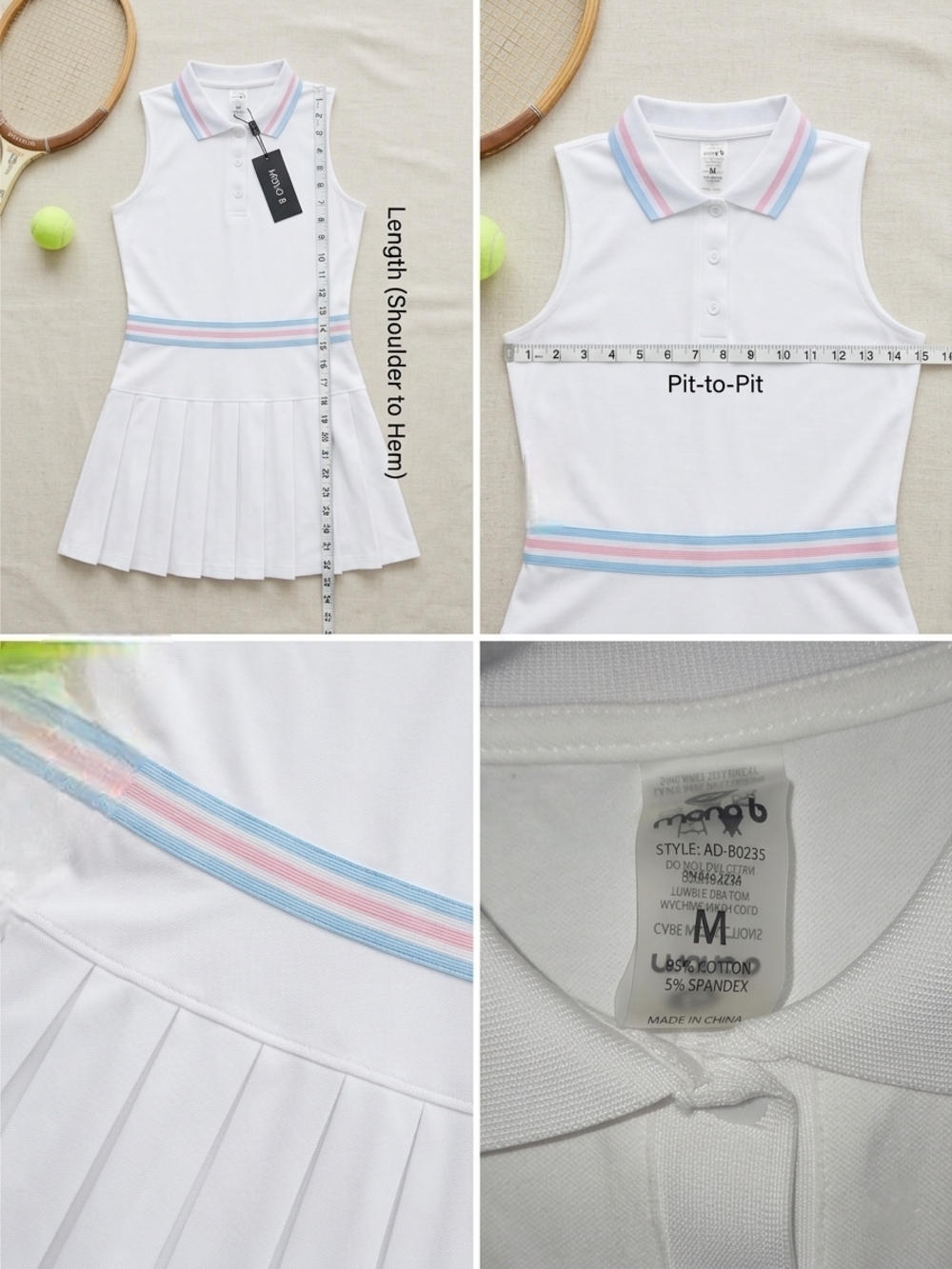 Mono B Sleeveless Pleated Tennis Dress - Size Medium (NWT)
